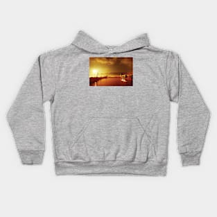 'City Gold' - sunset over London's Royal Victoria Dock Kids Hoodie